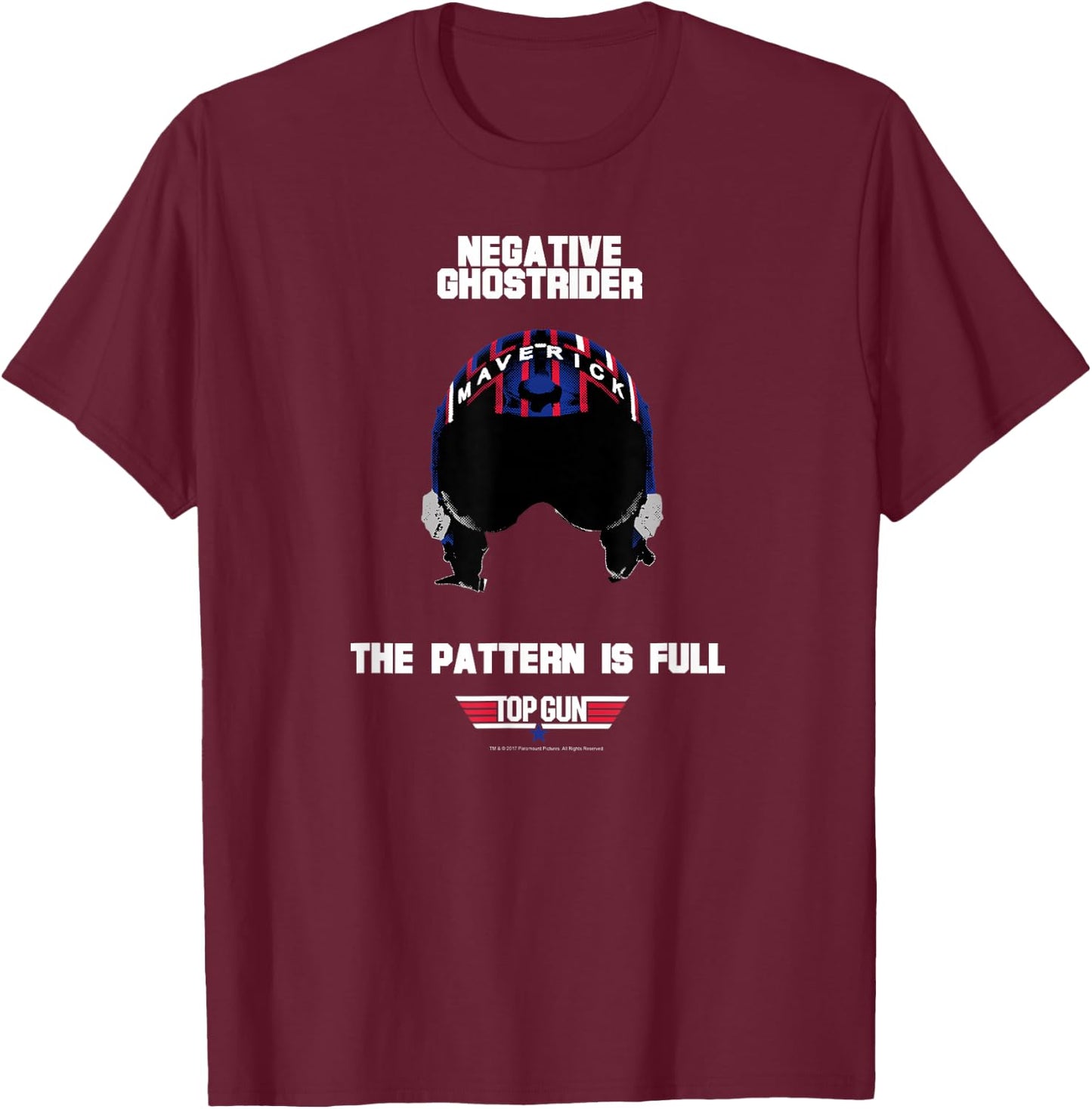 Top Gun Negative Ghostrider Helmet Action Movie T-Shirt - T-Shirt | Maroon