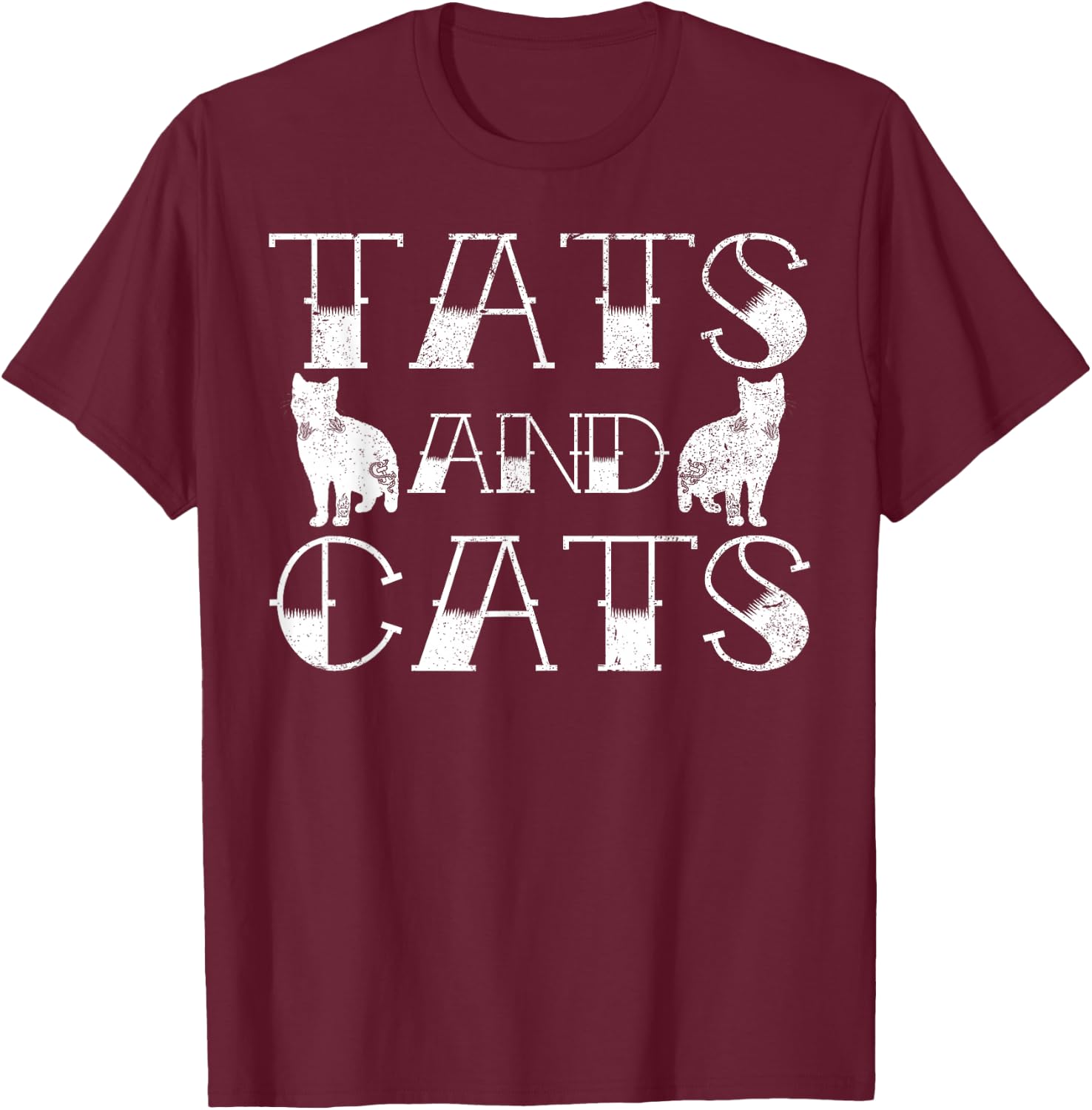Tats and Cats Kitten & Tattoo Lover Gift T-Shirt - T-Shirt | Maroon