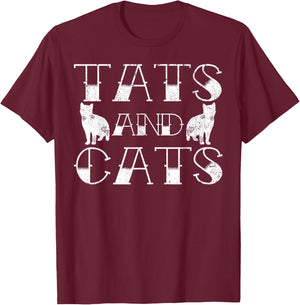 Tats and Cats Kitten & Tattoo Lover Gift T-Shirt - T-Shirt | Maroon