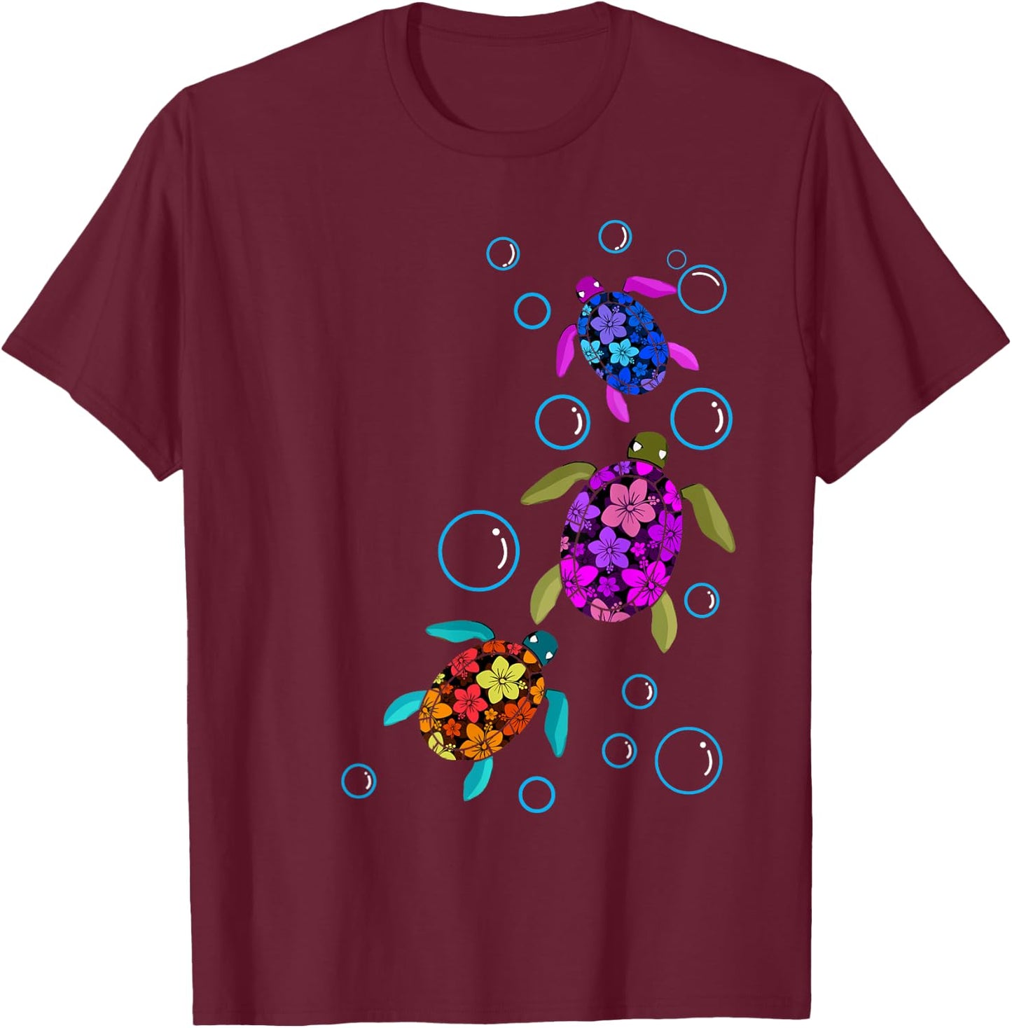 Hawaiian Sea Turtle Shirt Tropical Colors T-Shirt - T-Shirt | Maroon