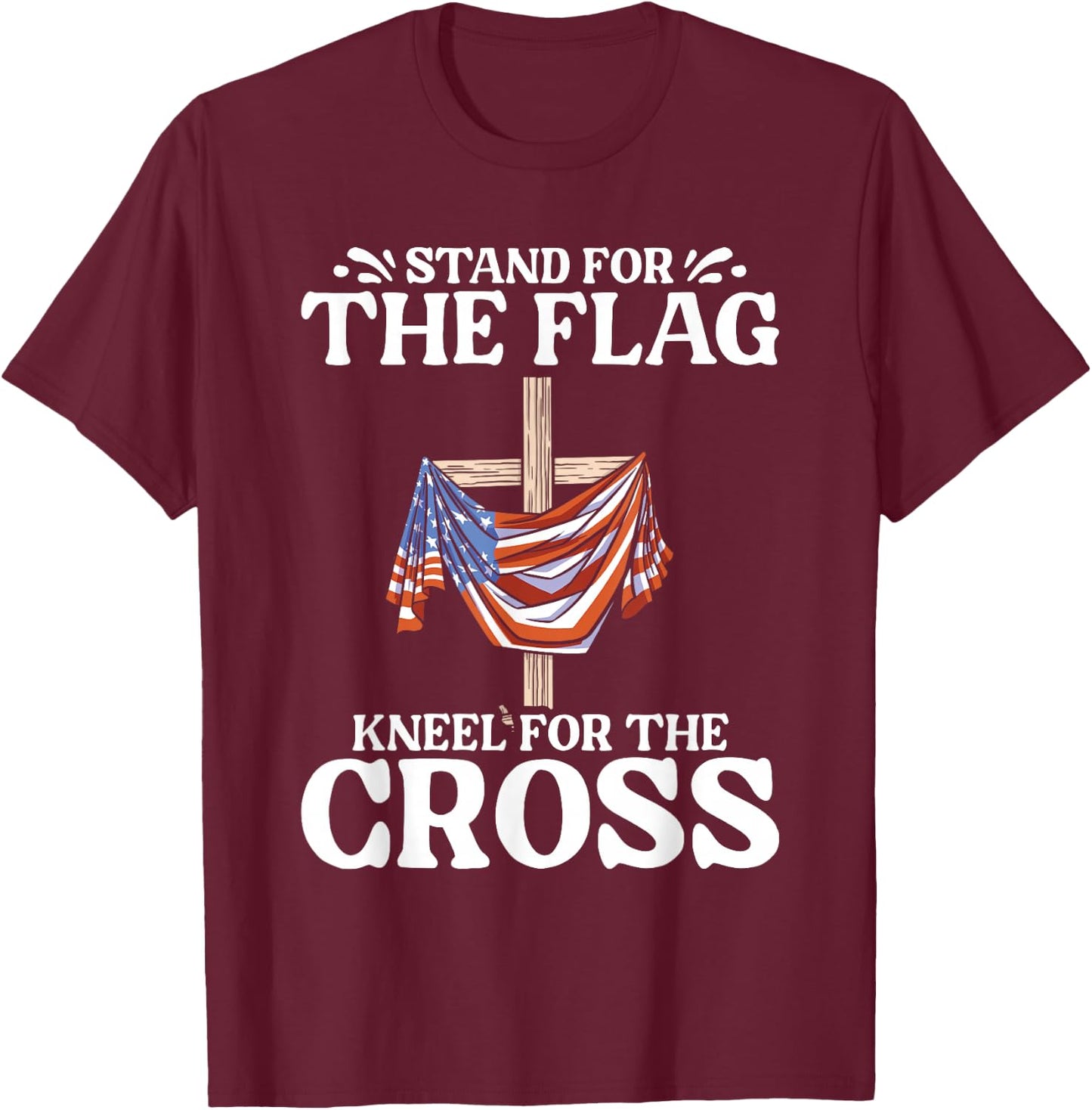 USA Flag Religious Quote 4th of July for Christian Faith T-Shirt - T-Shirt | Maroon