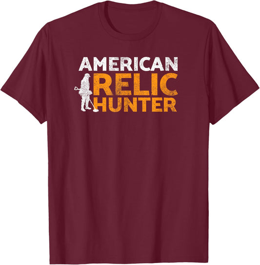 American relic hunter metal detecting T-Shirt - T-Shirt | Maroon
