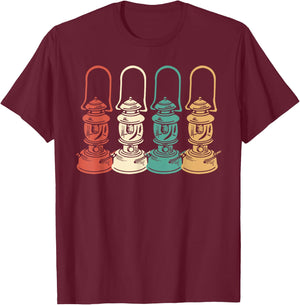 Vintage Camping Light Retro Camp Lantern T-Shirt - T-Shirt | Maroon