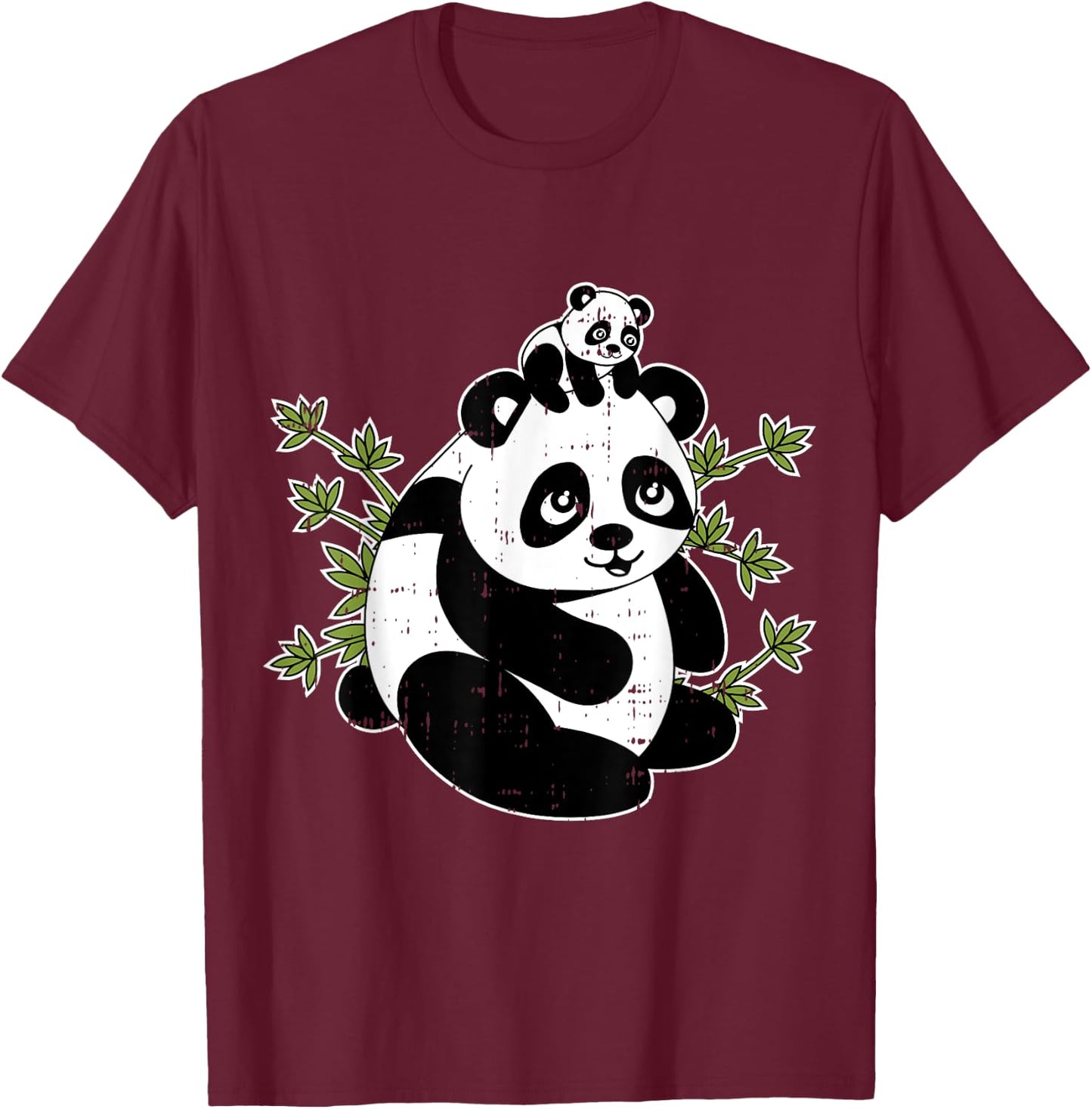Papa Bear Panda Dad Baby Daddy Cute Fathers Day Gift T-Shirt - T-Shirt | Maroon