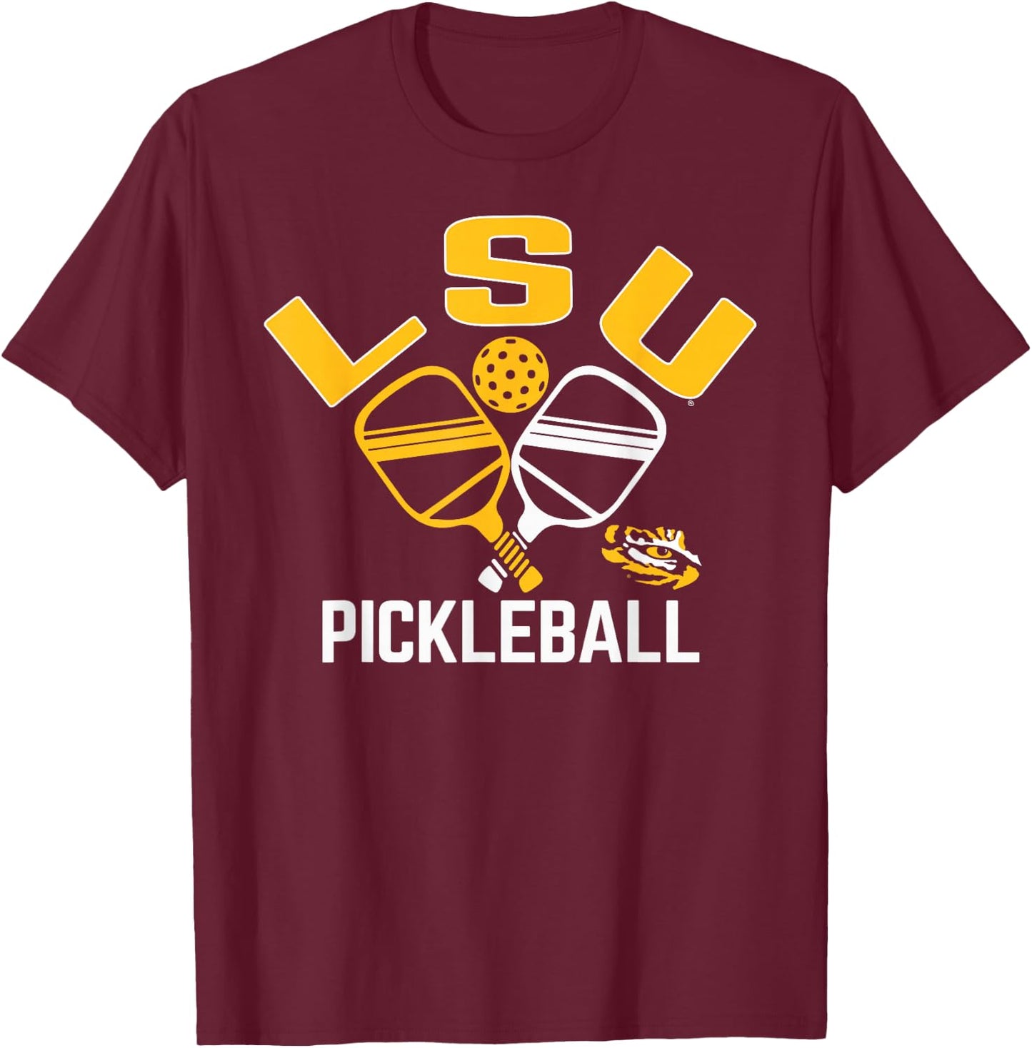 LSU Tigers Pickleball Purple Officially Licensed T-Shirt - T-Shirt | Maroon