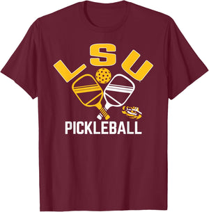 LSU Tigers Pickleball Purple Officially Licensed T-Shirt - T-Shirt | Maroon