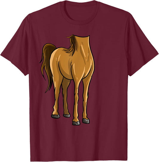 Cool Headless Horse Halloween Costume | Funny Lazy DIY Gift T-Shirt - T-Shirt | Maroon