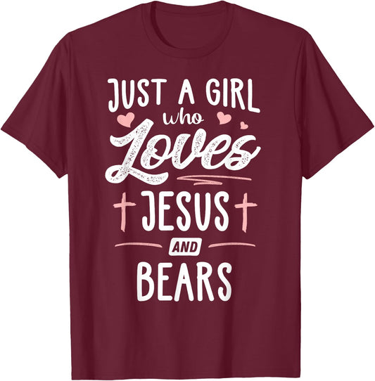 Just A Girl Who Loves Jesus And Bears Gift Women T-Shirt - T-Shirt | Maroon