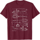 Bell UH-1 Huey Blueprint USA Veteran Military Aircraft Pilot T-Shirt - T-Shirt | Maroon