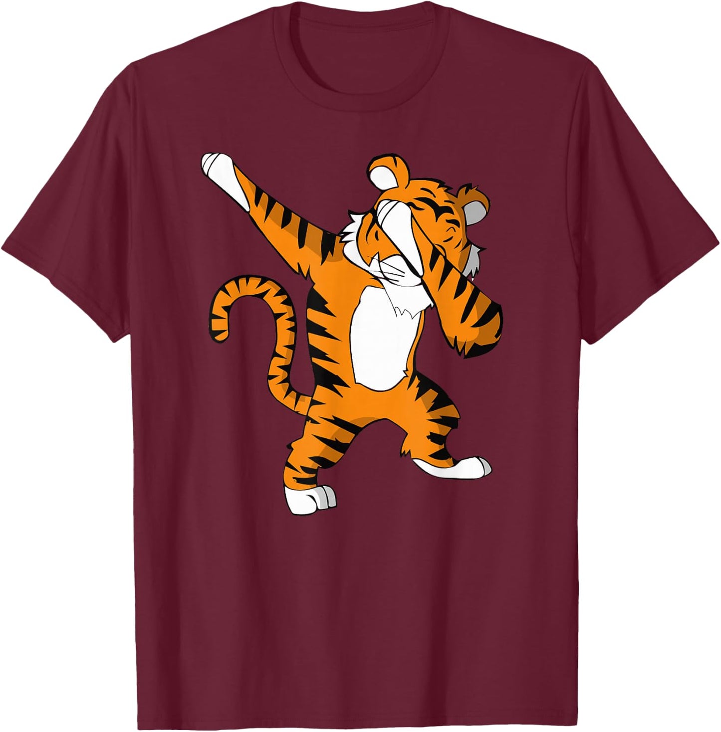 Funny Tiger Dabbing Tiger Dab Men Women Kids Girl Teen T-Shirt - T-Shirt | Maroon