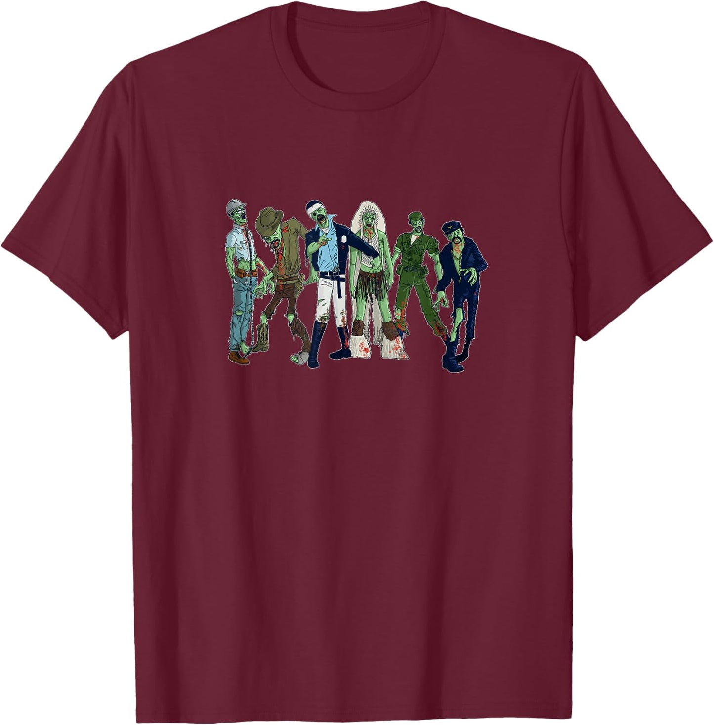 Village of the Zombie People Spooky Zombie Design T-Shirt - T-Shirt | Maroon