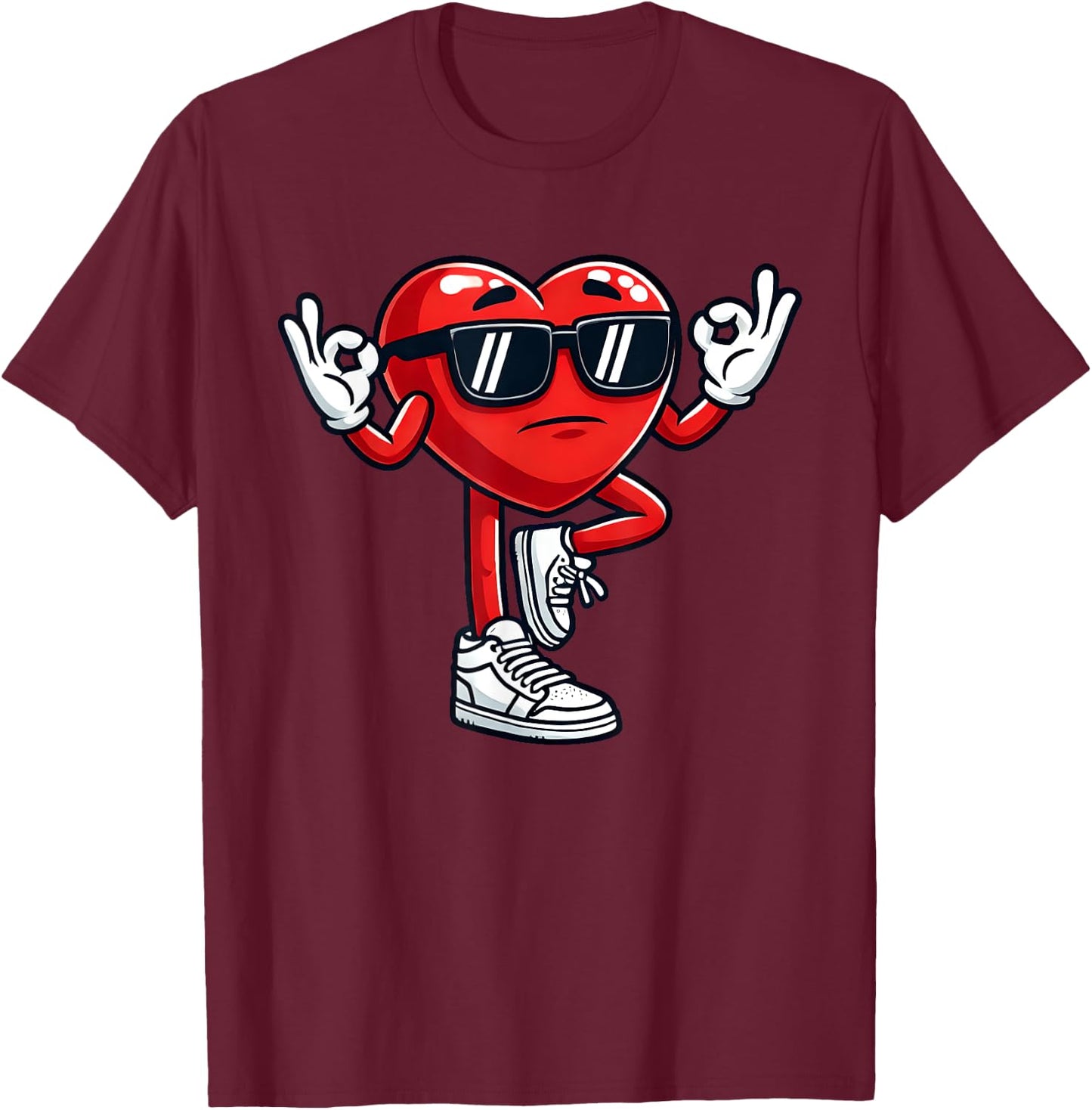 Red Heart Yoga Pose Funny Valentine's Day Family Matching T-Shirt - T-Shirt | Maroon