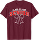 Class of 2027 Senior Graduation Black Red Coquette Bow T-Shirt - T-Shirt | Maroon