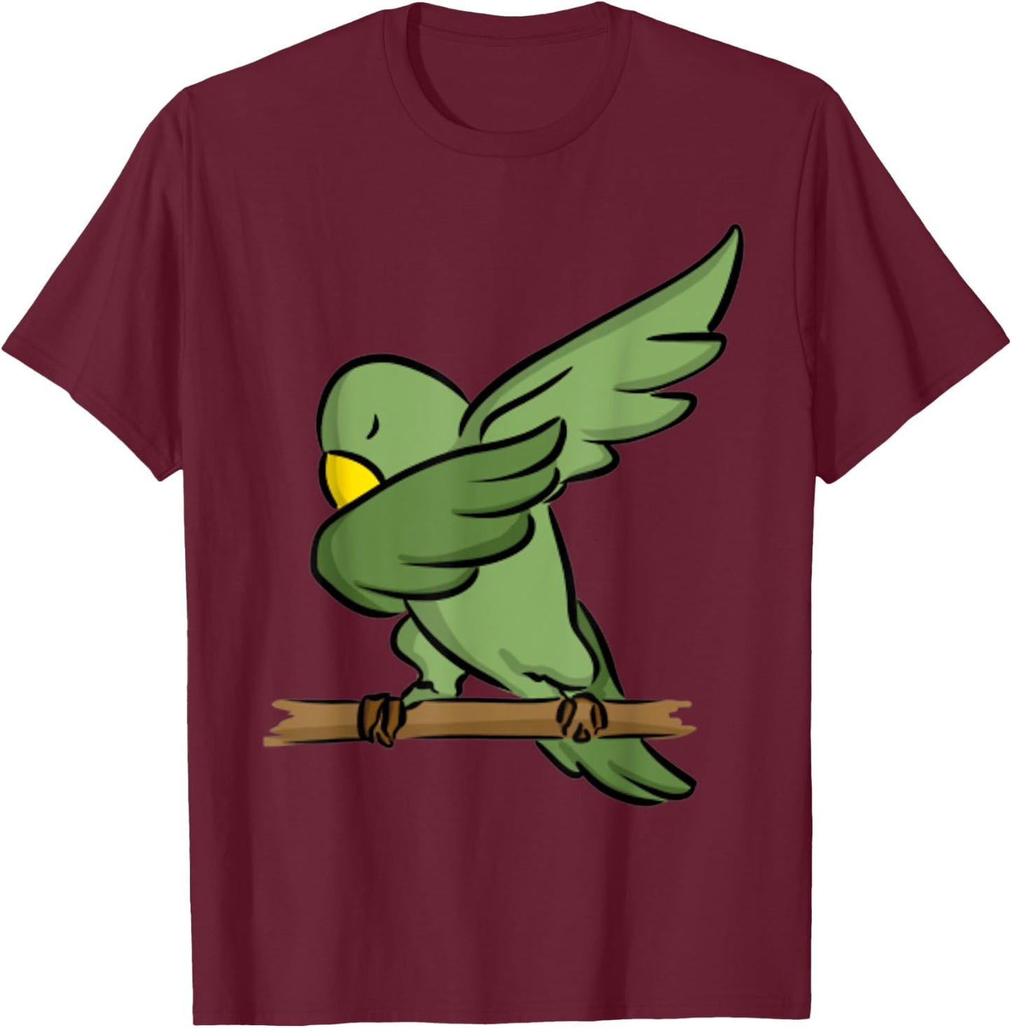 Dabbing Parakeet Bird T-Shirt - T-Shirt | Maroon