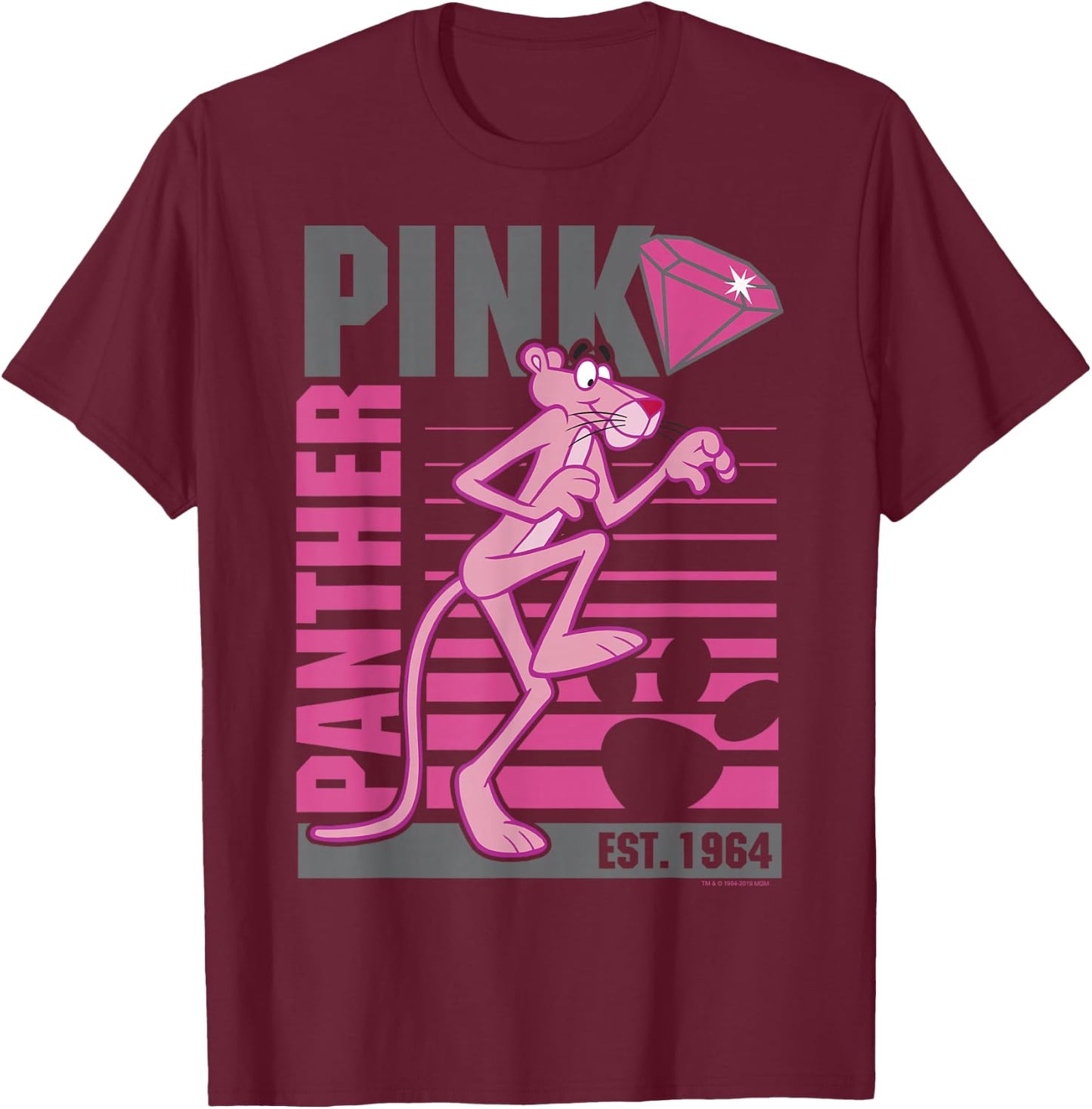 Pink Panther Lined Portrait T-Shirt - T-Shirt | Maroon