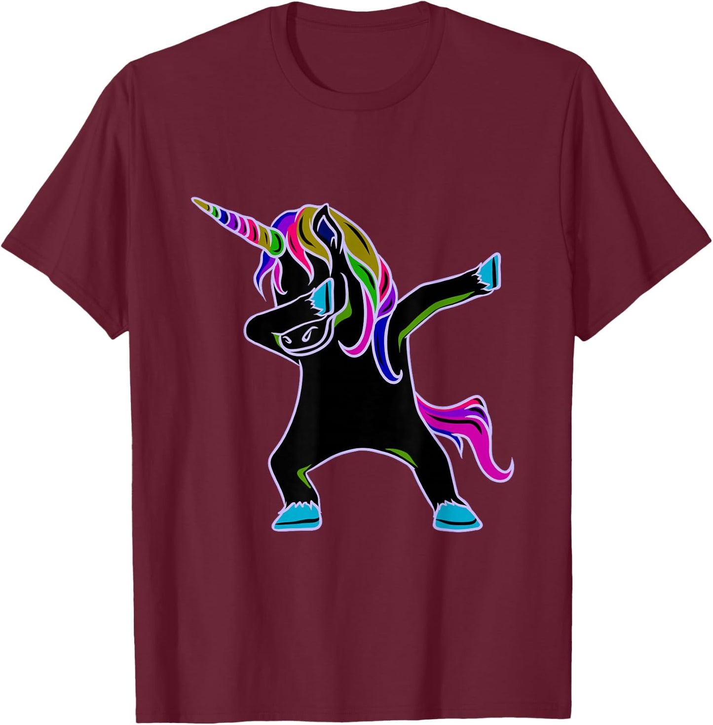 EDM Rave Shirt - Magical Dabbing Unicorn Festival T-Shirt - T-Shirt | Maroon