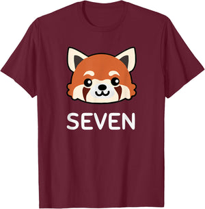 Red Panda Birthday , 7 Years Old Children's Birthday Gift T-Shirt - T-Shirt | Maroon
