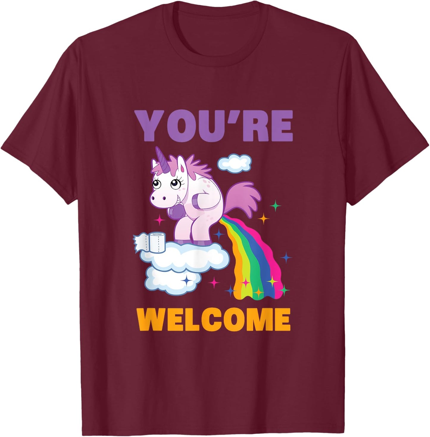 Fun Unicorn Rainbow Fart Poop Where Rainbows From Joke Gift T-Shirt - T-Shirt | Maroon