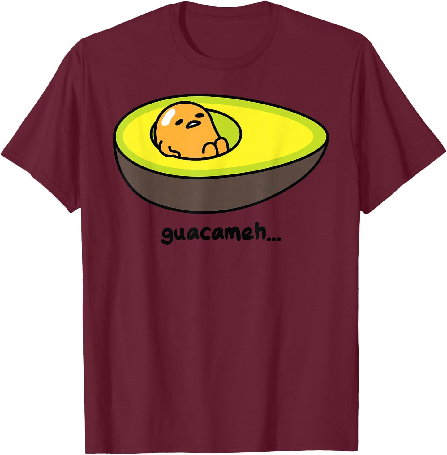Gudetama Guacameh Avocado Guacamole T-Shirt - T-Shirt | Maroon