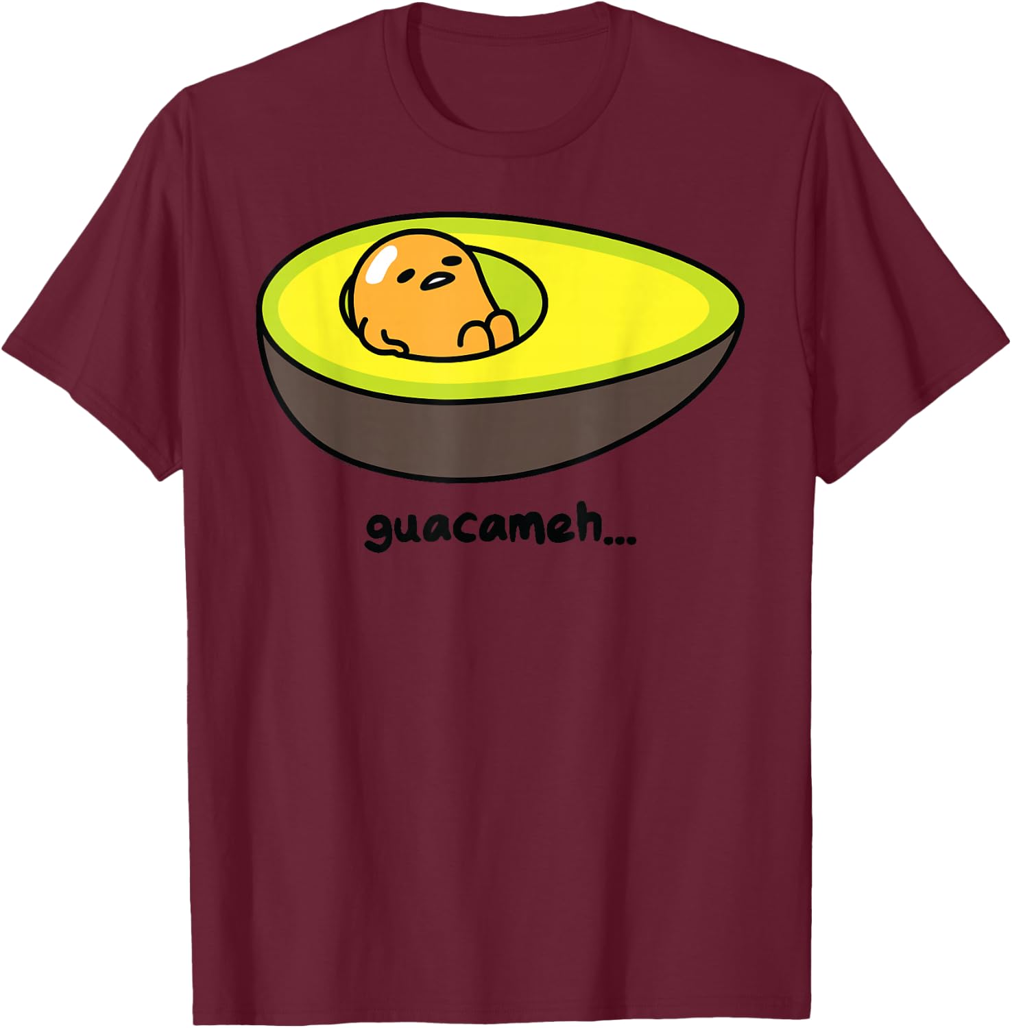 Gudetama Guacameh Avocado Guacamole T-Shirt - T-Shirt | Maroon