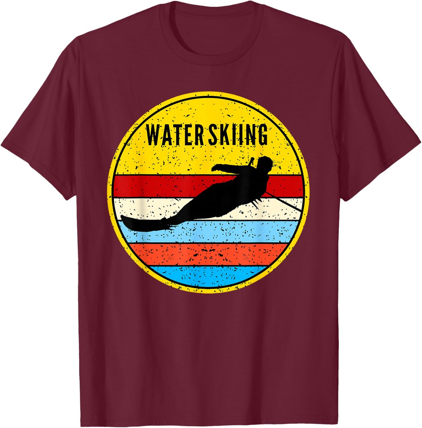 Water Skiing Retro Waterski Ski Water Sports T-Shirt - T-Shirt | Maroon