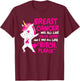 Funny Breast Cancer Survivor Bitch Please Unicorn T-Shirt - T-Shirt | Maroon
