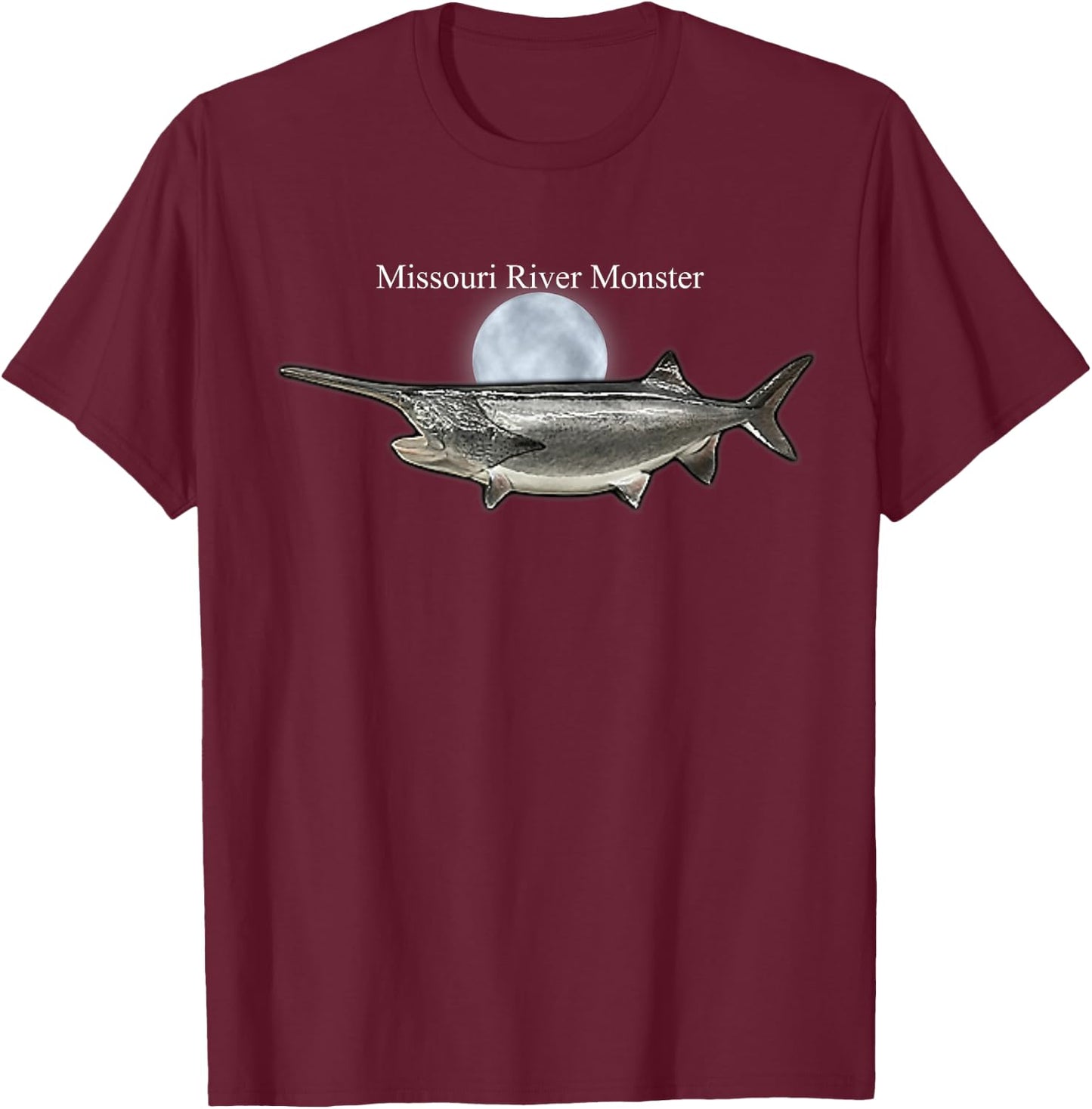 Paddlefish Missouri River Monster fishing T-Shirt - T-Shirt | Maroon