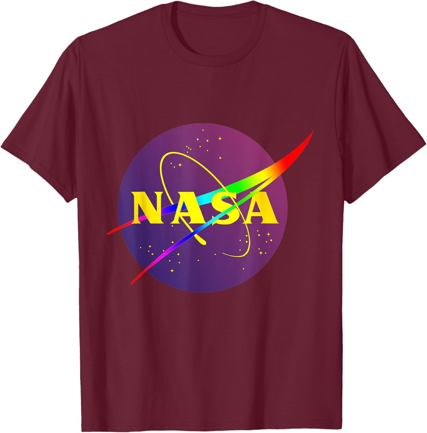 Official NASA Logo - Rainbow T-Shirt - T-Shirt | Maroon