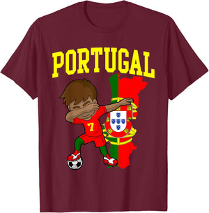 Portugal Soccer Dabbing Football Portuguese T-Shirt - T-Shirt | Maroon