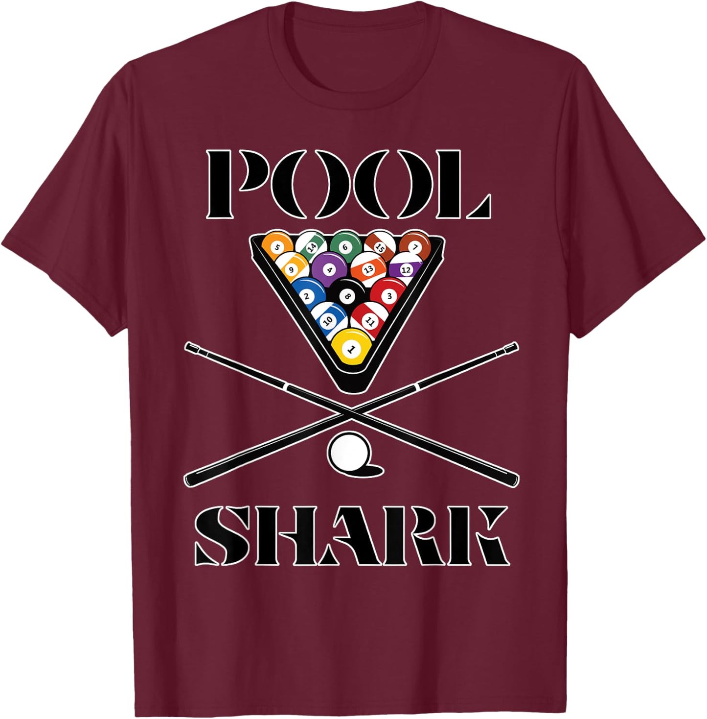 Funny Pool Shark Shirt Art-Billiards & Pool T-Shirt - T-Shirt | Maroon