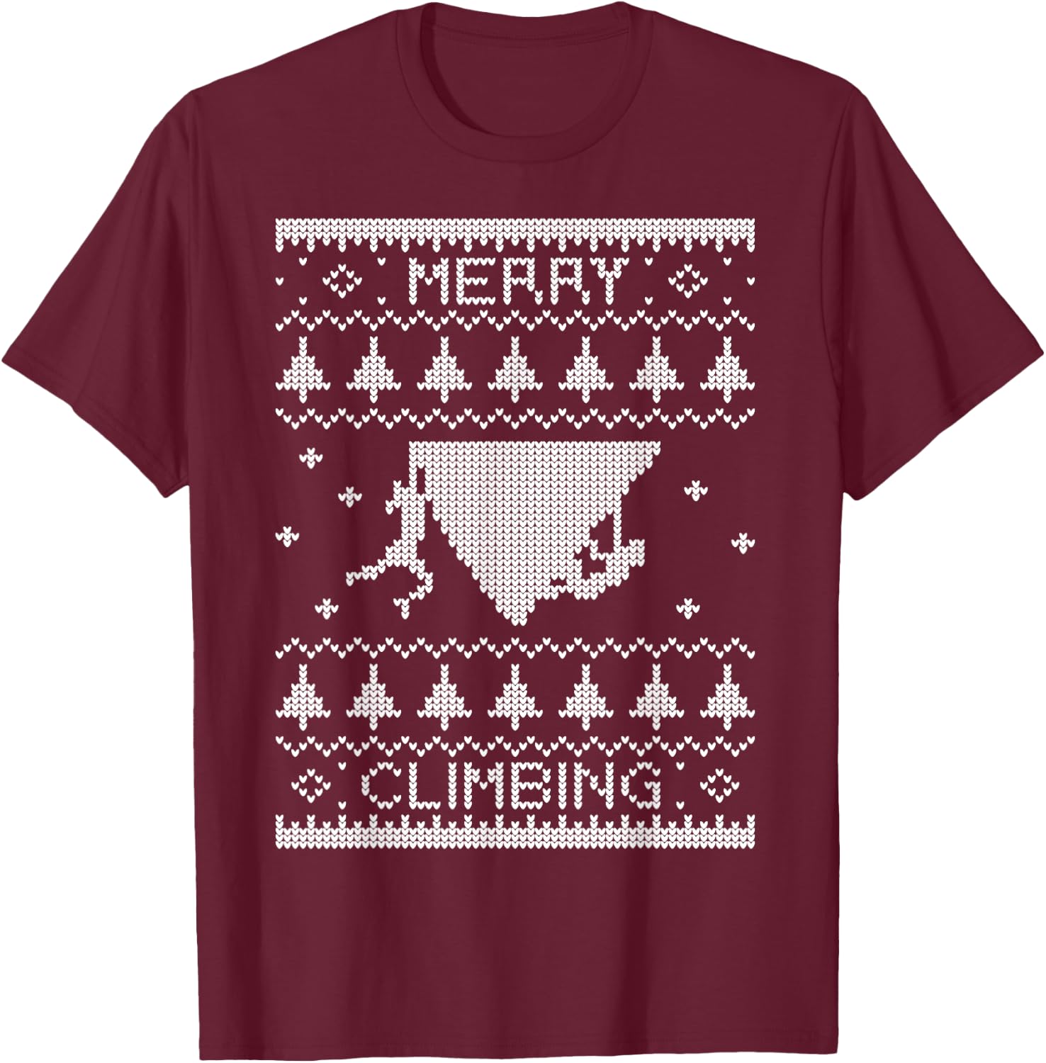 Merry Climbing Christmas bouldering belay T-Shirt - T-Shirt | Maroon