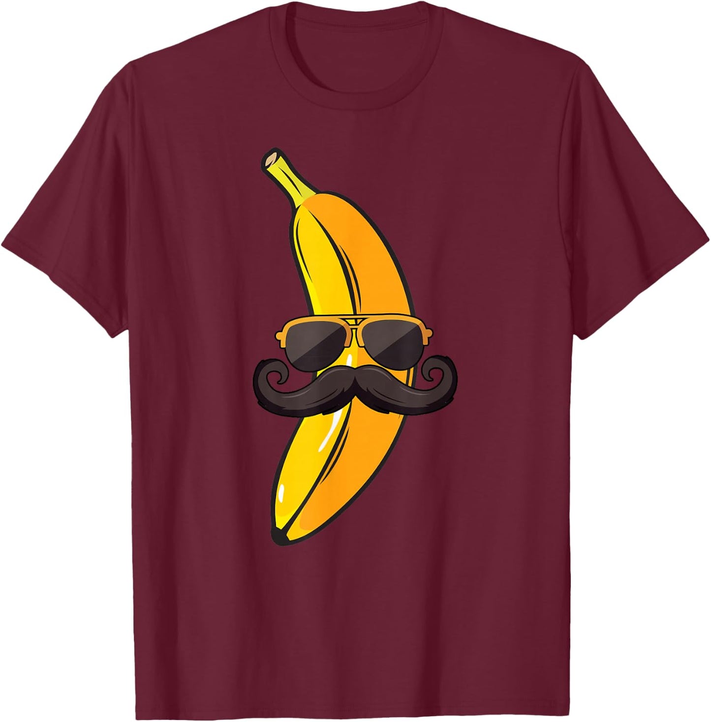 Banana Mustache Sunglasses Face Funny Fruit Cool Banana T-Shirt - T-Shirt | Maroon