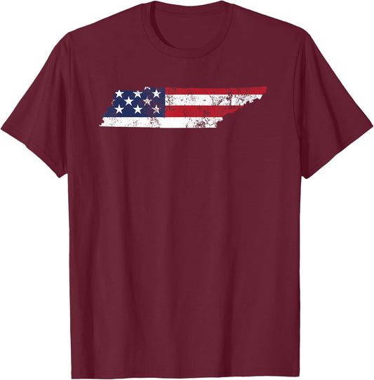 Vintage Tennessee USA Flag State Pride T-Shirt - T-Shirt | Maroon