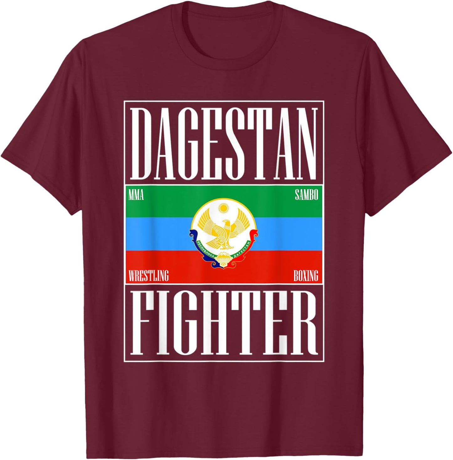 Dagestan Fighter Wear. Dagestan Eagle T-Shirt - T-Shirt | Maroon