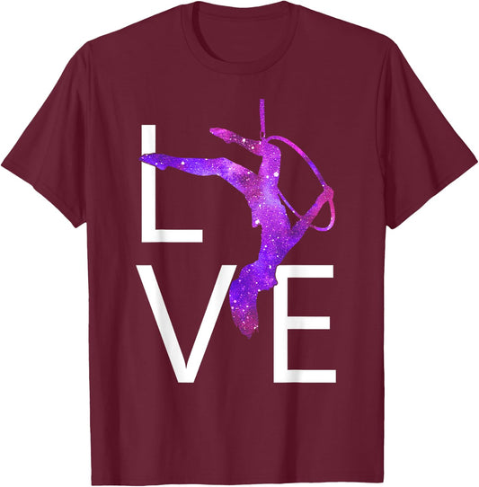Aerial Hoop Aerial Yoga Aerialist Lyra Purple Love T-Shirt - T-Shirt | Maroon