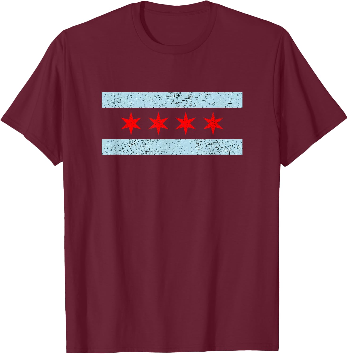 Sweet Vintage Retro Chicago Flag Red Six Pointed Stars T-Shirt - T-Shirt | Maroon