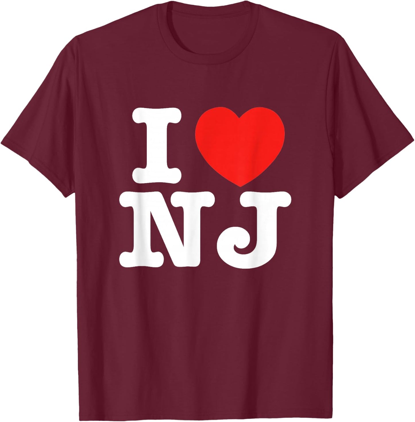 I Heart New Jersey (NJ) Love T-Shirt - T-Shirt | Maroon