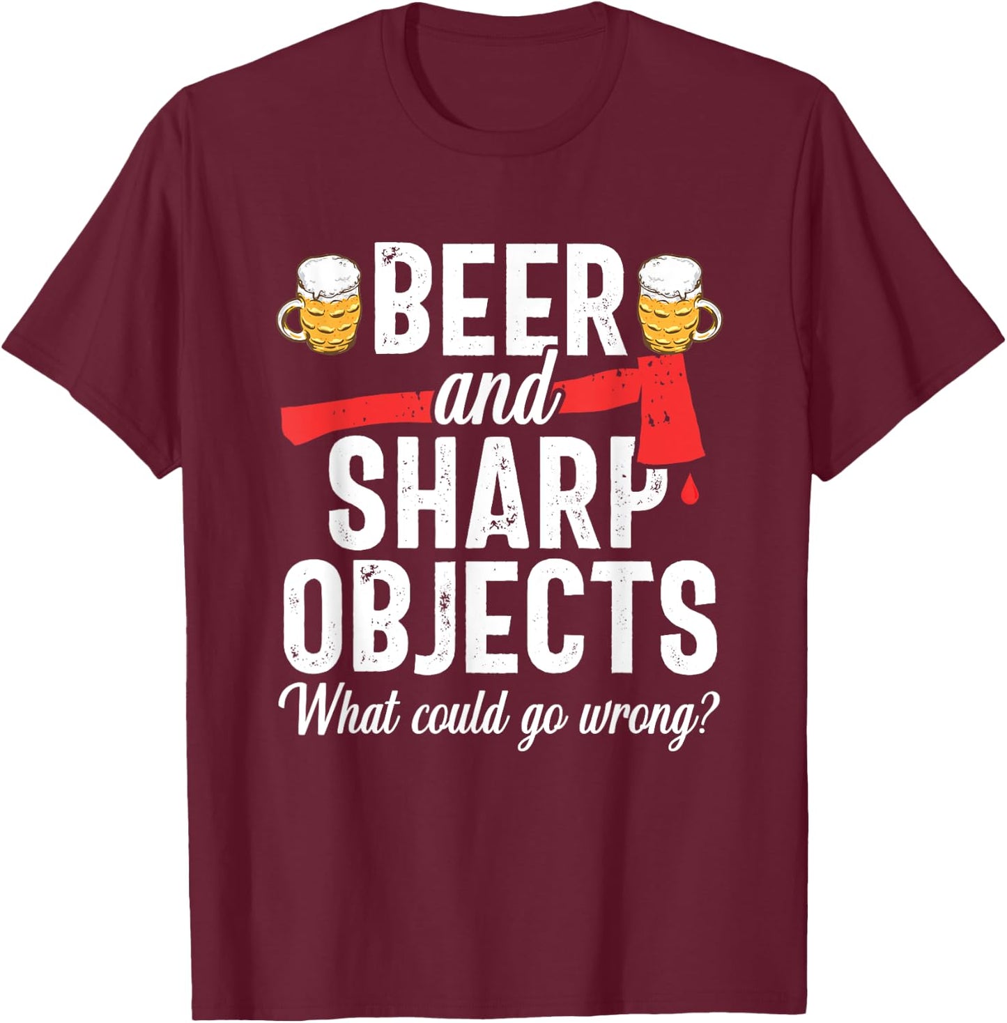 Axe Throwing Dad Funny Beer Hatchet Lumberjack Hobby T-Shirt - T-Shirt | Maroon