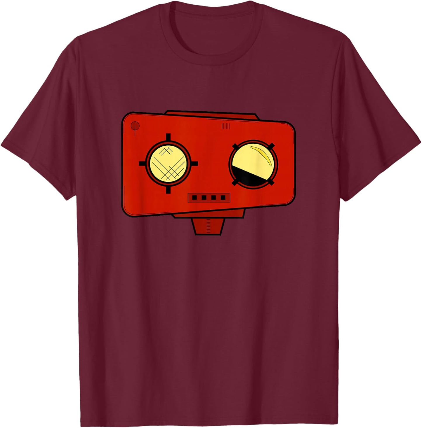 Red Robot Head - Bad Cartoon T-Shirt - T-Shirt | Maroon