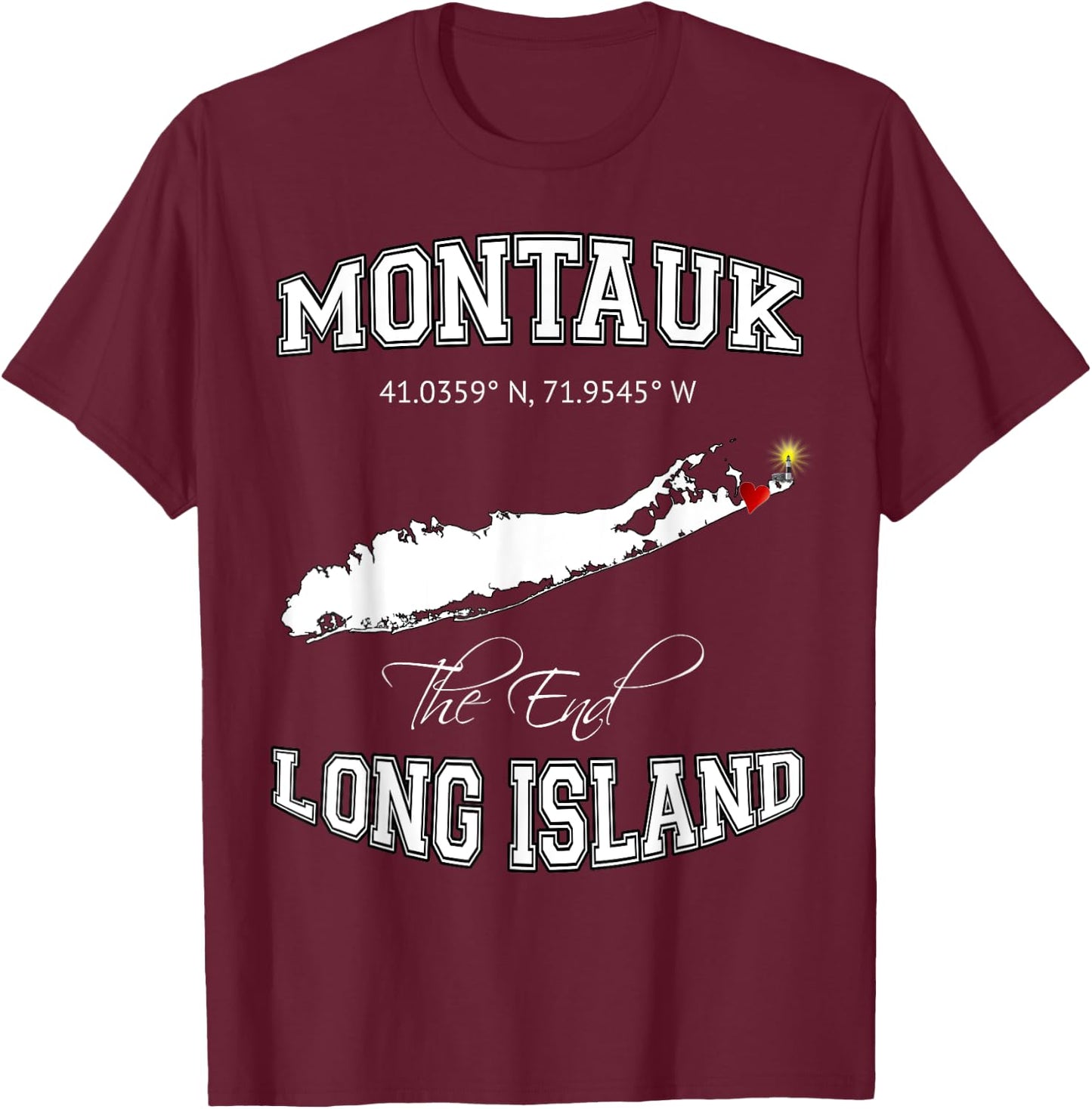 Montauk Long Island NY T-Shirt - T-Shirt | Maroon