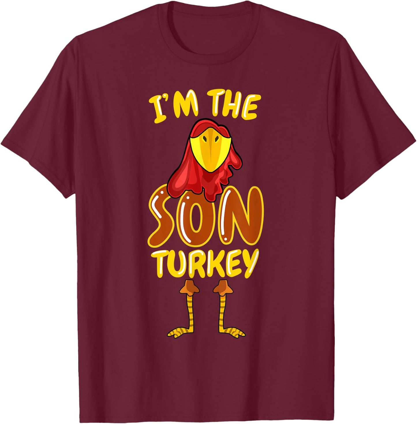 Son Turkey Matching Family PJs Outfit Funny Thanksgiving T-Shirt - T-Shirt | Maroon