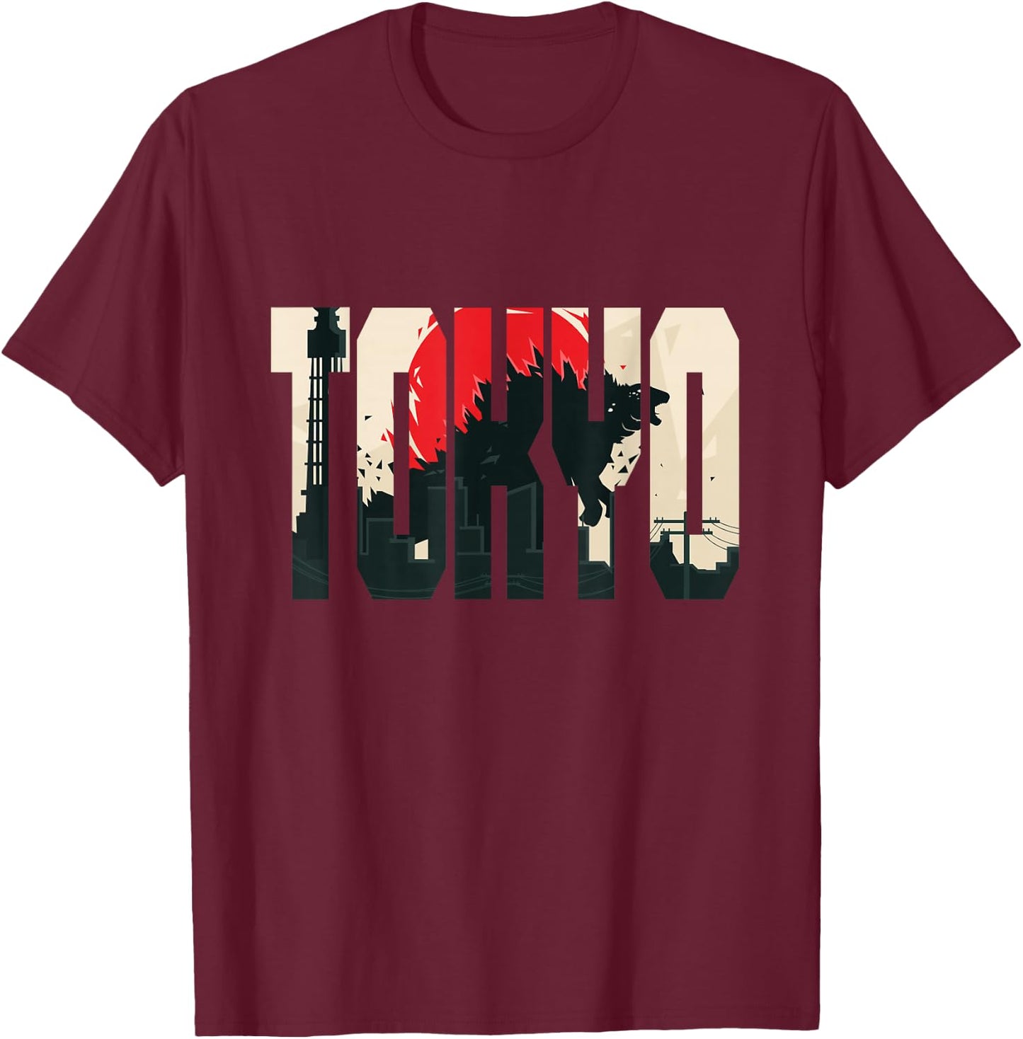 Tokyo Japan Monster Attack T-Shirt - T-Shirt | Maroon