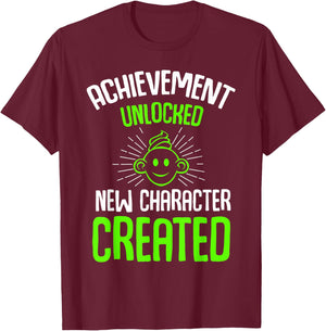 Achievement Unlocked New Character Created Funny Pregnancy T-Shirt - T-Shirt | Maroon