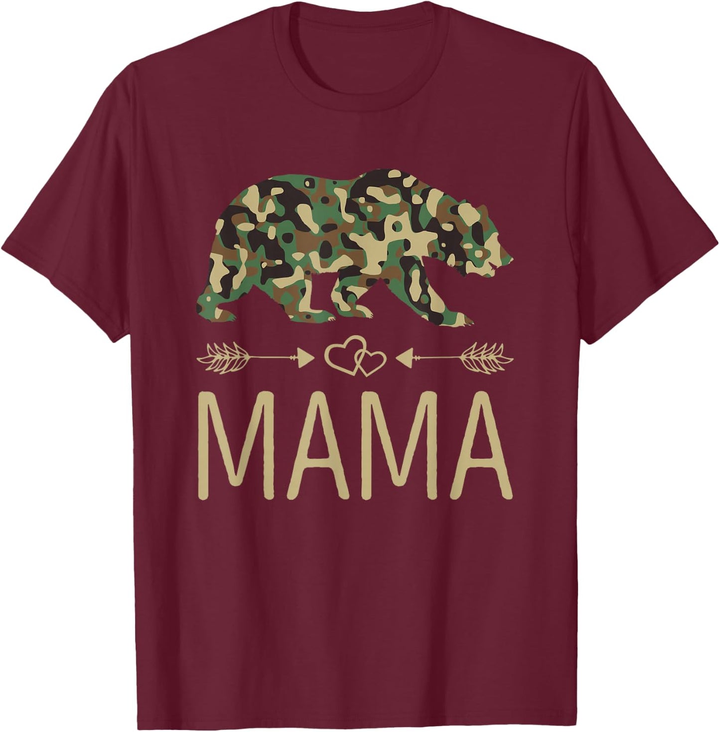 Mama Bear Camo Mother's Day T-Shirt - T-Shirt | Maroon