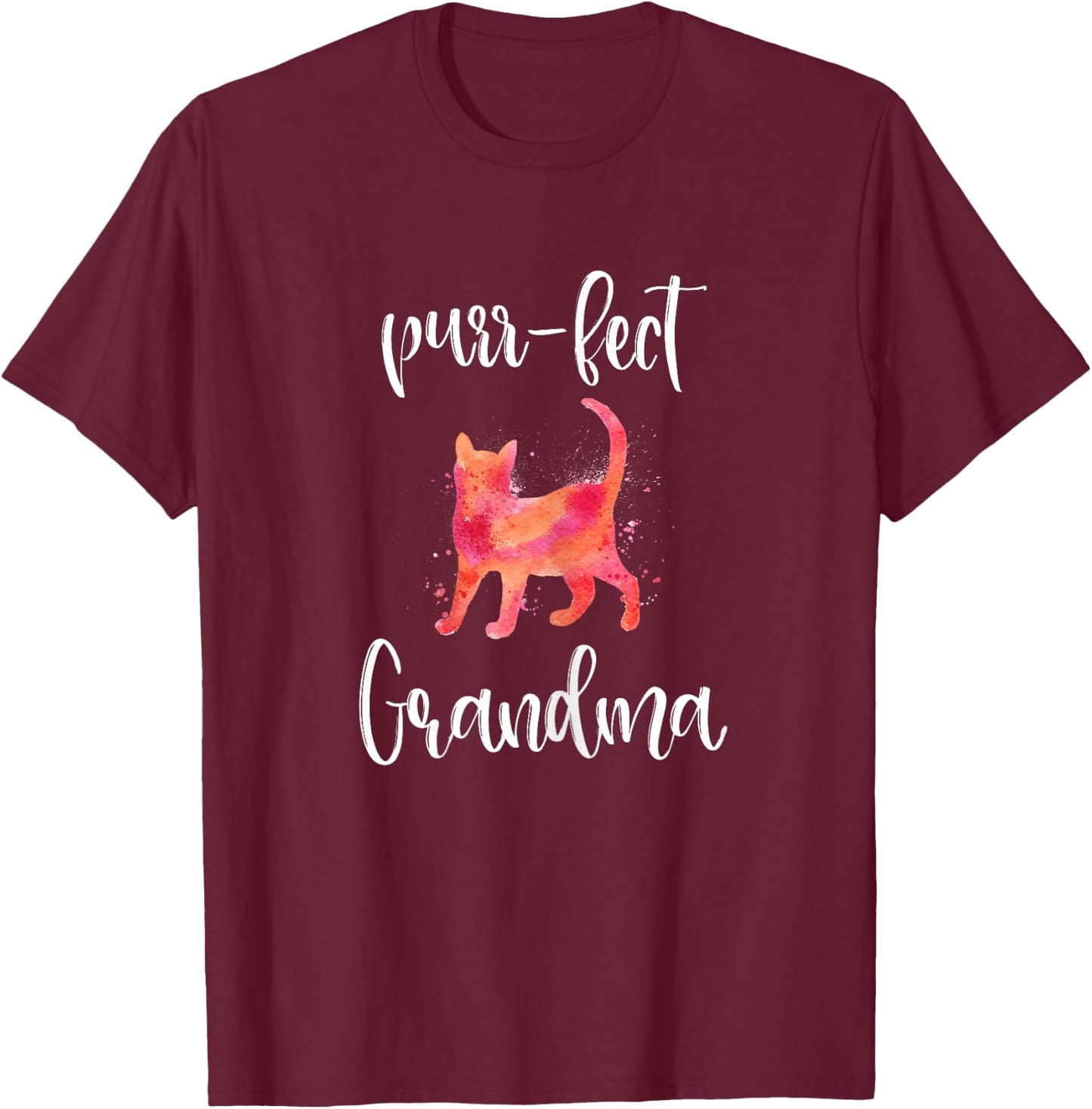 Purr-fect Grandma Shirt Cute Cat Lover Matching Family T-Shirt - T-Shirt | Maroon