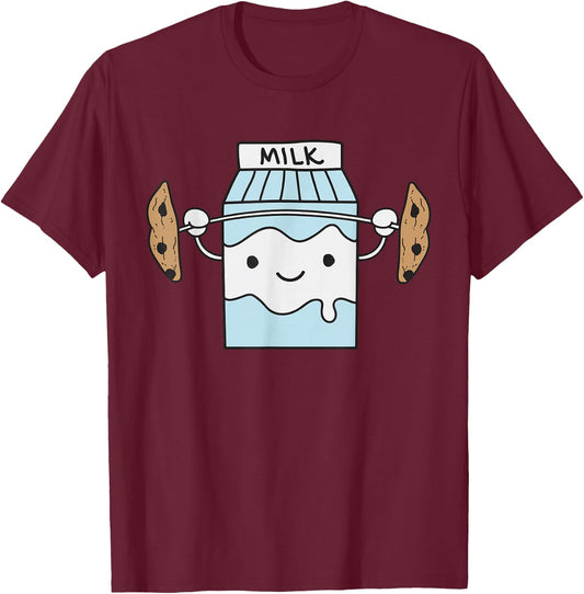 Milk Lifting Cookie Funny Coaster Barbell T-Shirt - T-Shirt | Maroon
