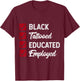 Employed Educated Tatooed Black History Gift Political Shirt T-Shirt - T-Shirt | Maroon