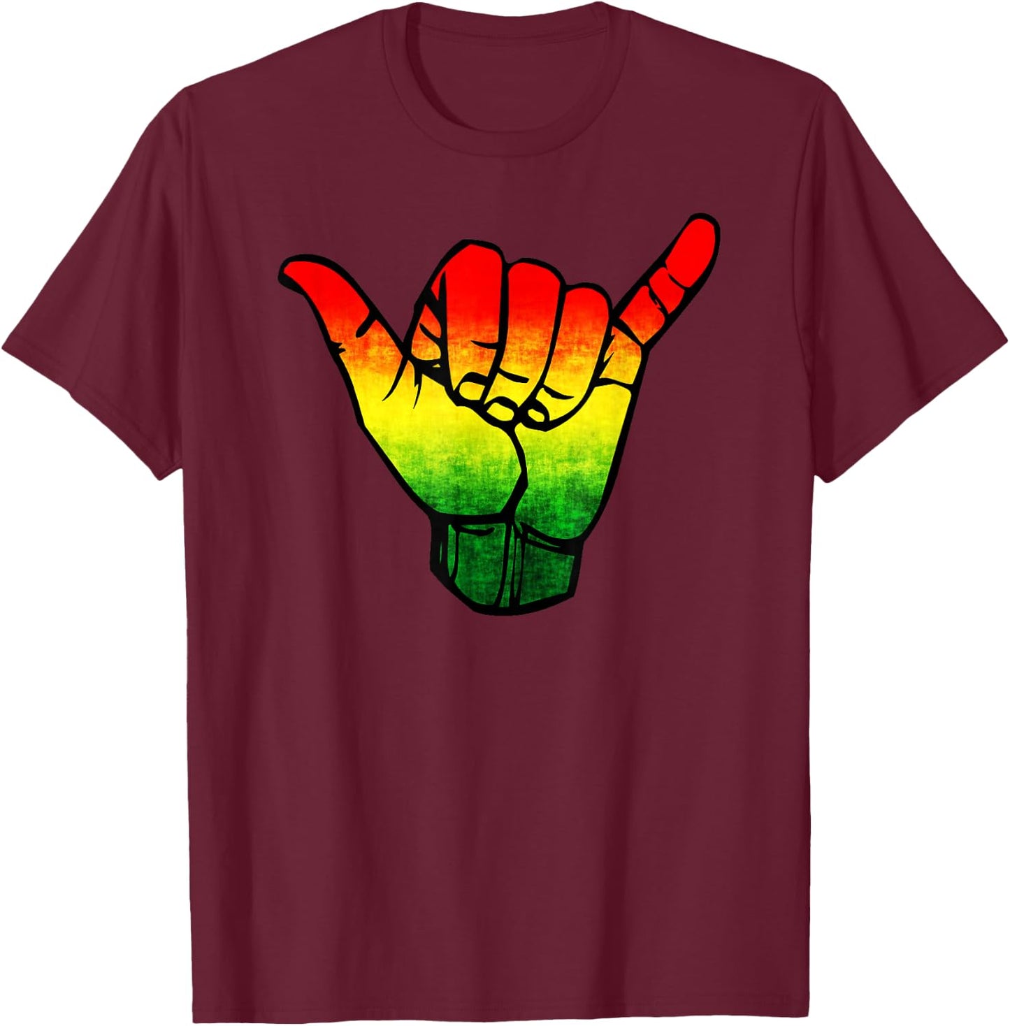 Jamaica Flag Rasta Hawaii Shaka Sign Shirt Art-Retro Shaka T-Shirt - T-Shirt | Maroon