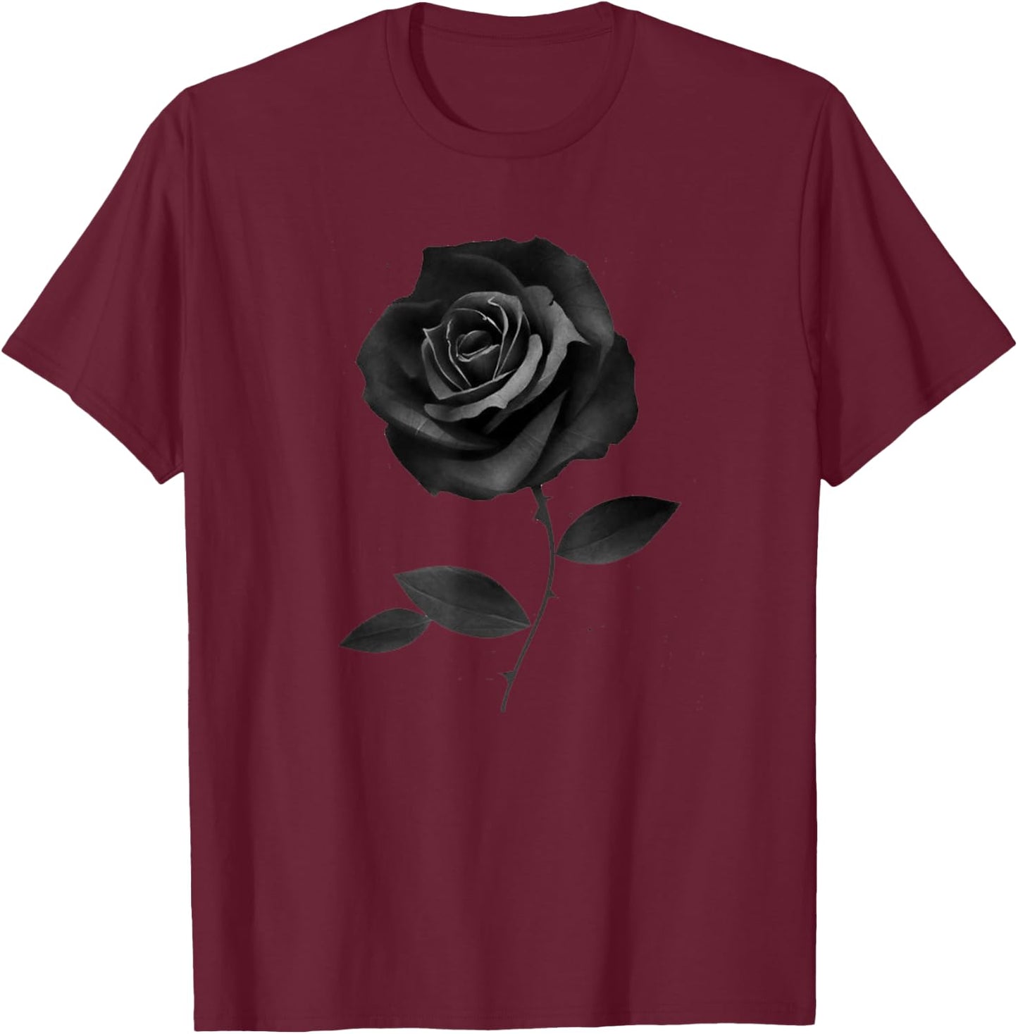 Beautiful Black Rose Flower T-Shirt - T-Shirt | Maroon