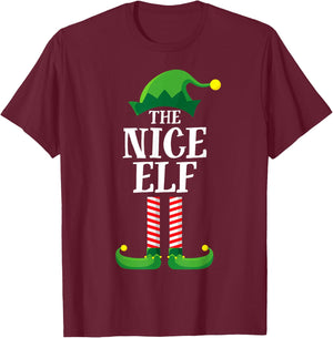 Nice Elf Matching Family Group Christmas Party Pyjamas T-Shirt - T-Shirt | Maroon